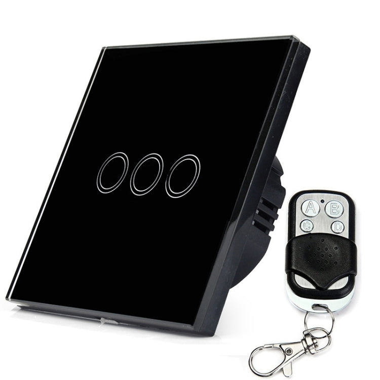 86mm 3 Gang Tempered Glass Panel Wall Switch Smart Home Touch Switch with RF433 Remote Control, AC 110V-240V, 86mm 3 Gang/Black, 86mm 3 Gang/Gold, 86mm 3 Gang/White 86mm 3 Gang Tempered Glass Panel Wall Switch Smart Home Touch Switch with RF433 Remote Control, AC 110V-240V, 86mm 3 Gang/Black, 86mm 3 Gang/Gold, 86mm 3 Gang/White